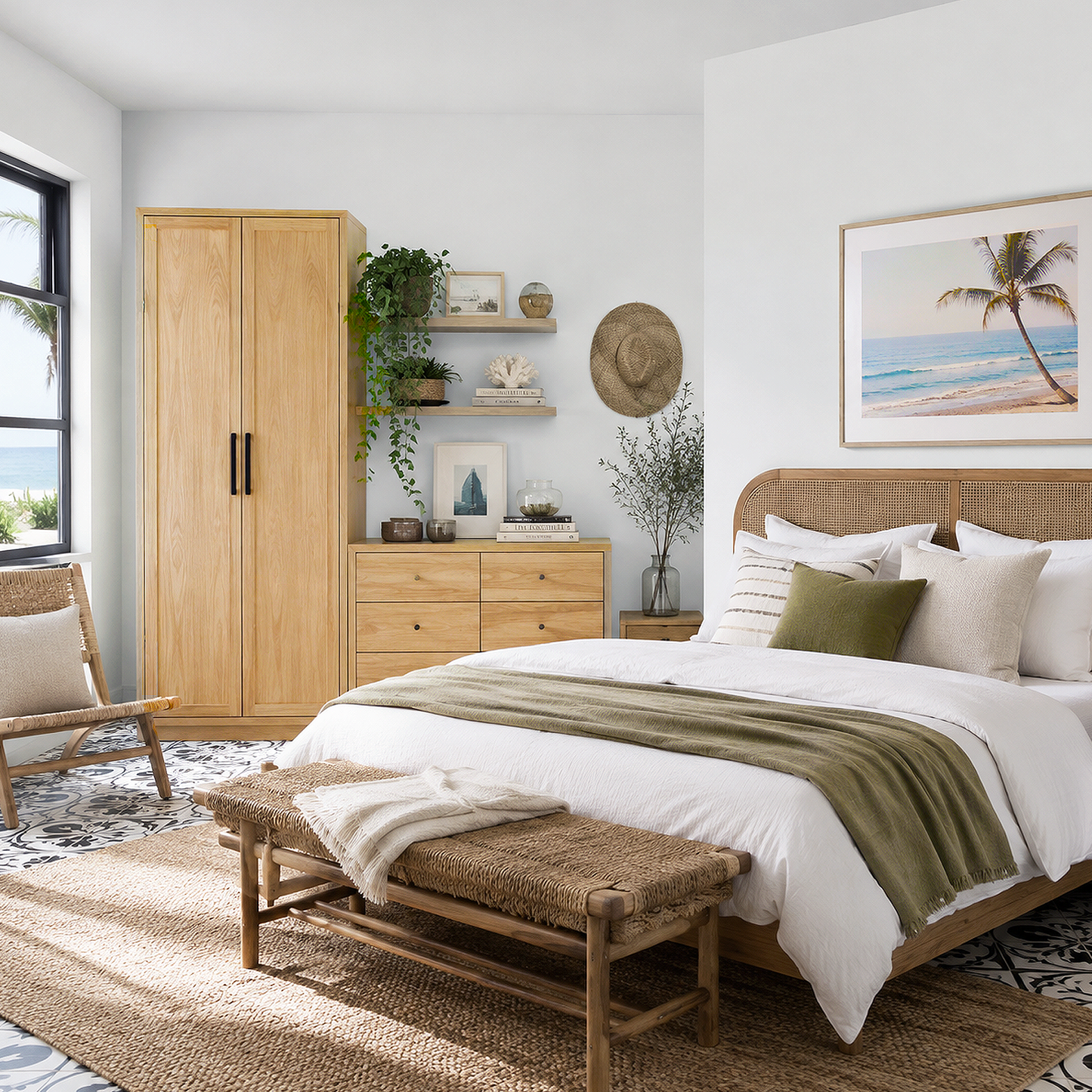 misty gray painted bedroom