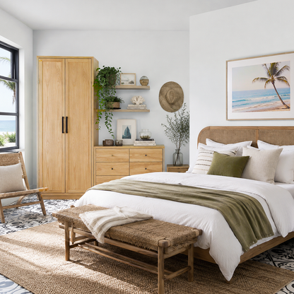 misty gray painted bedroom