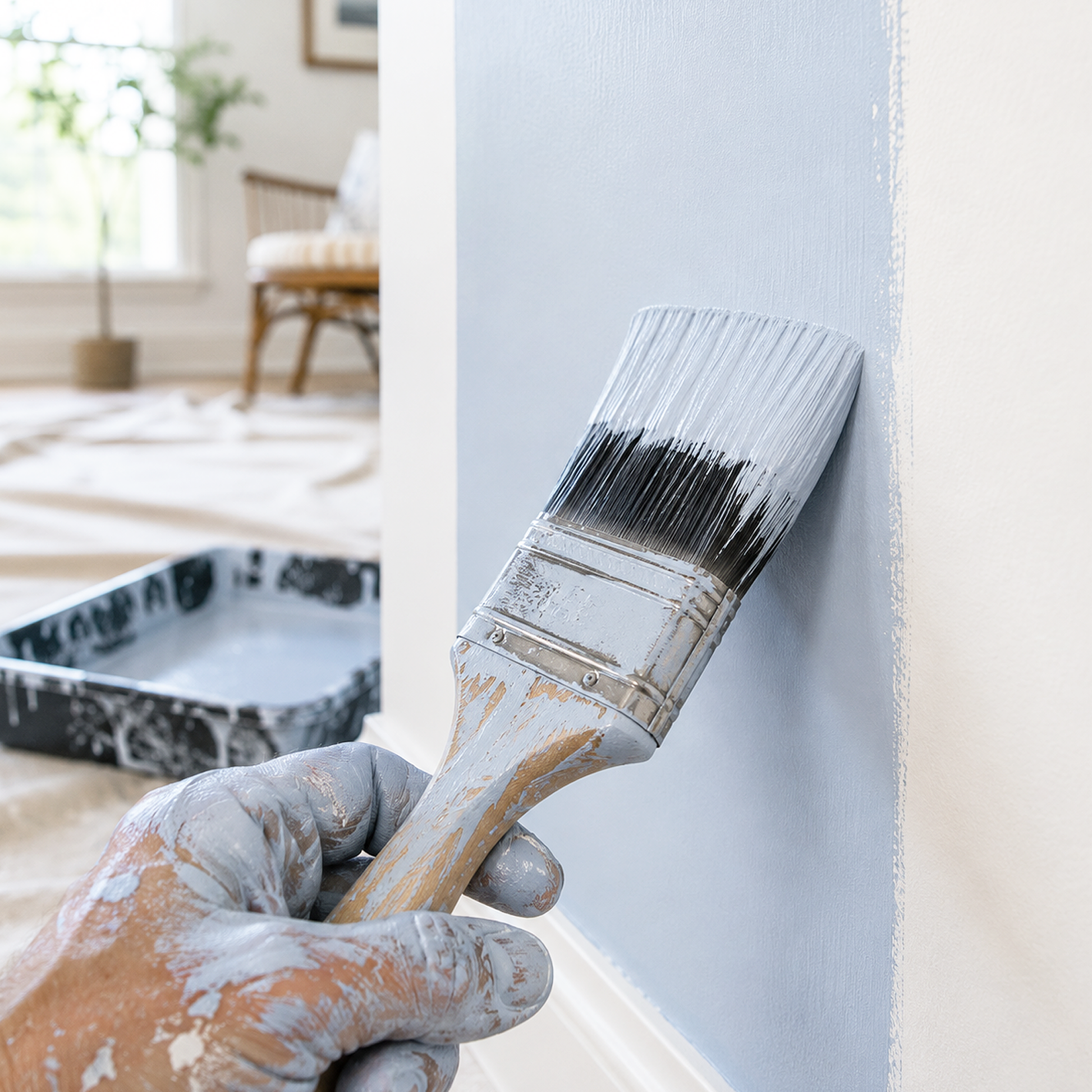 misty blue paint brush