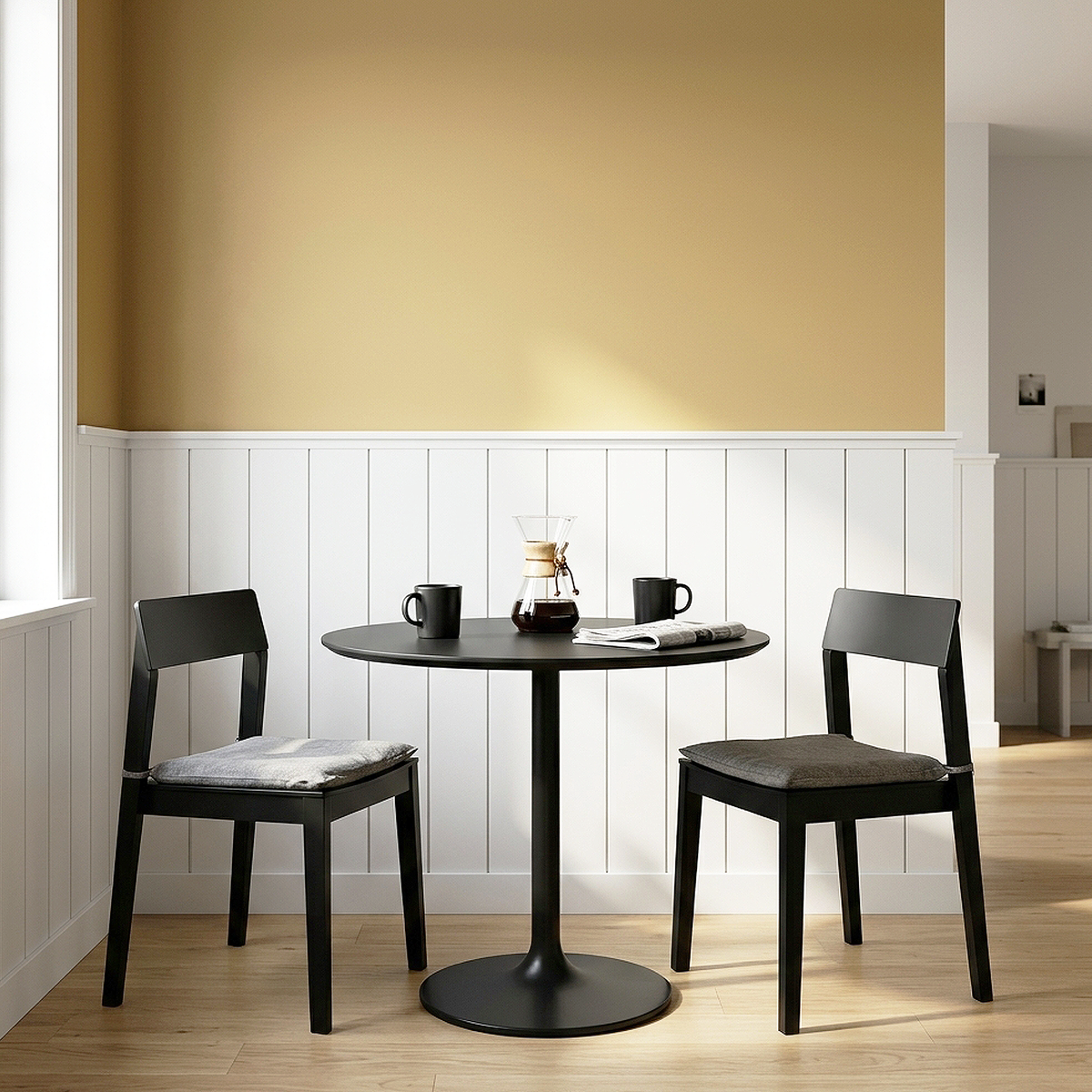 mustard seed painted dining nook