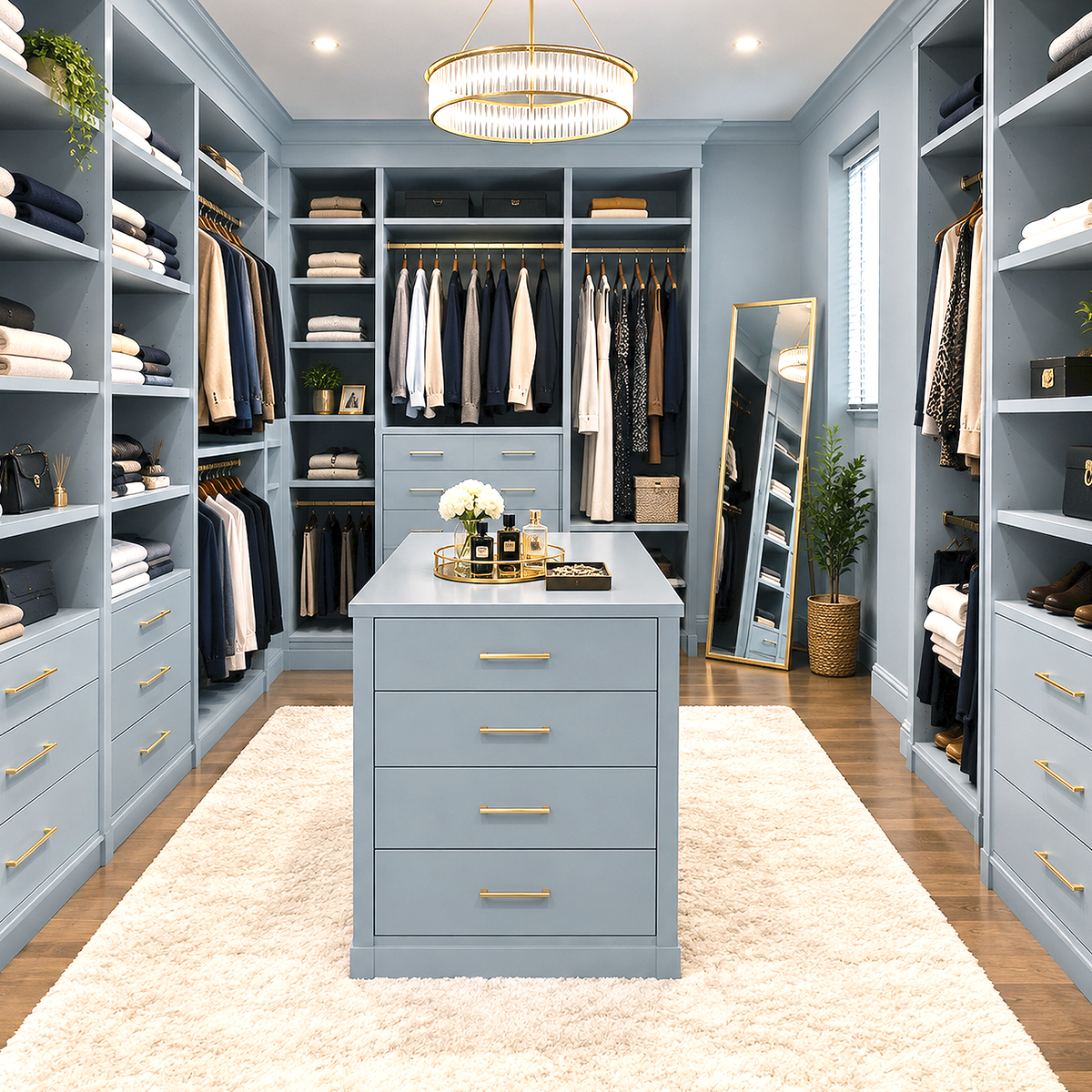 new hope gray painted walk in closet