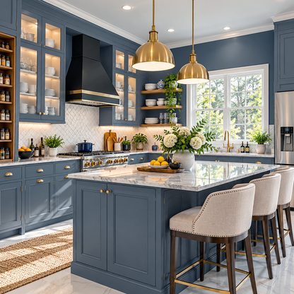 newburyport blue painted kitchen
