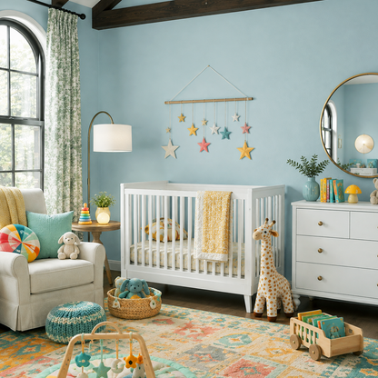 ocean city blue painted nursery
