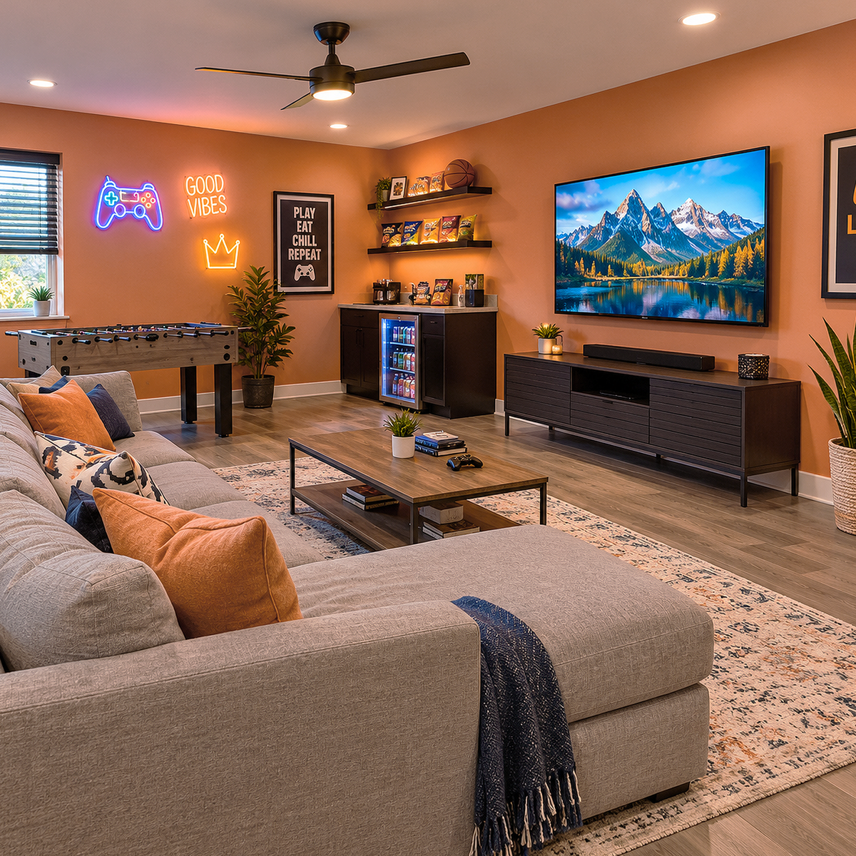 orange blossom painted game room