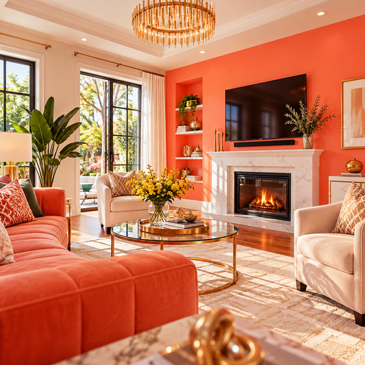 orange nectar painted living room