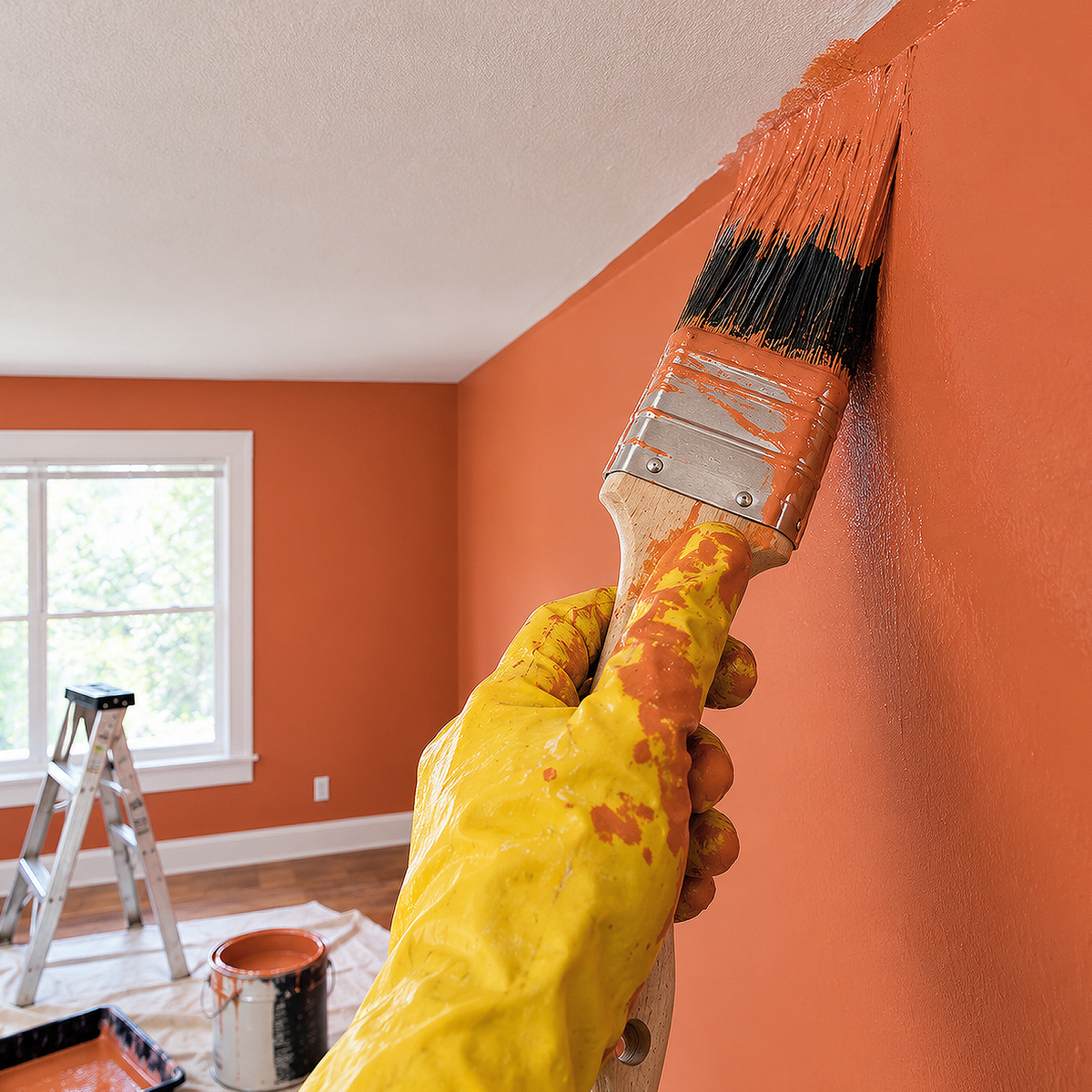 orange parrot paint brush