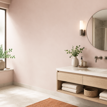pale cherry blossom painted bathroom