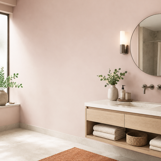 pale cherry blossom painted bathroom