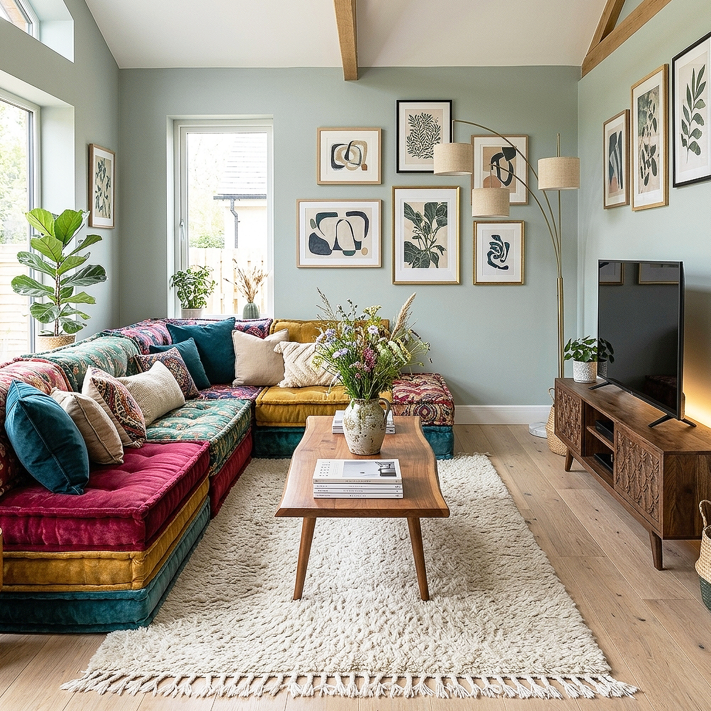 pale smoke painted living room