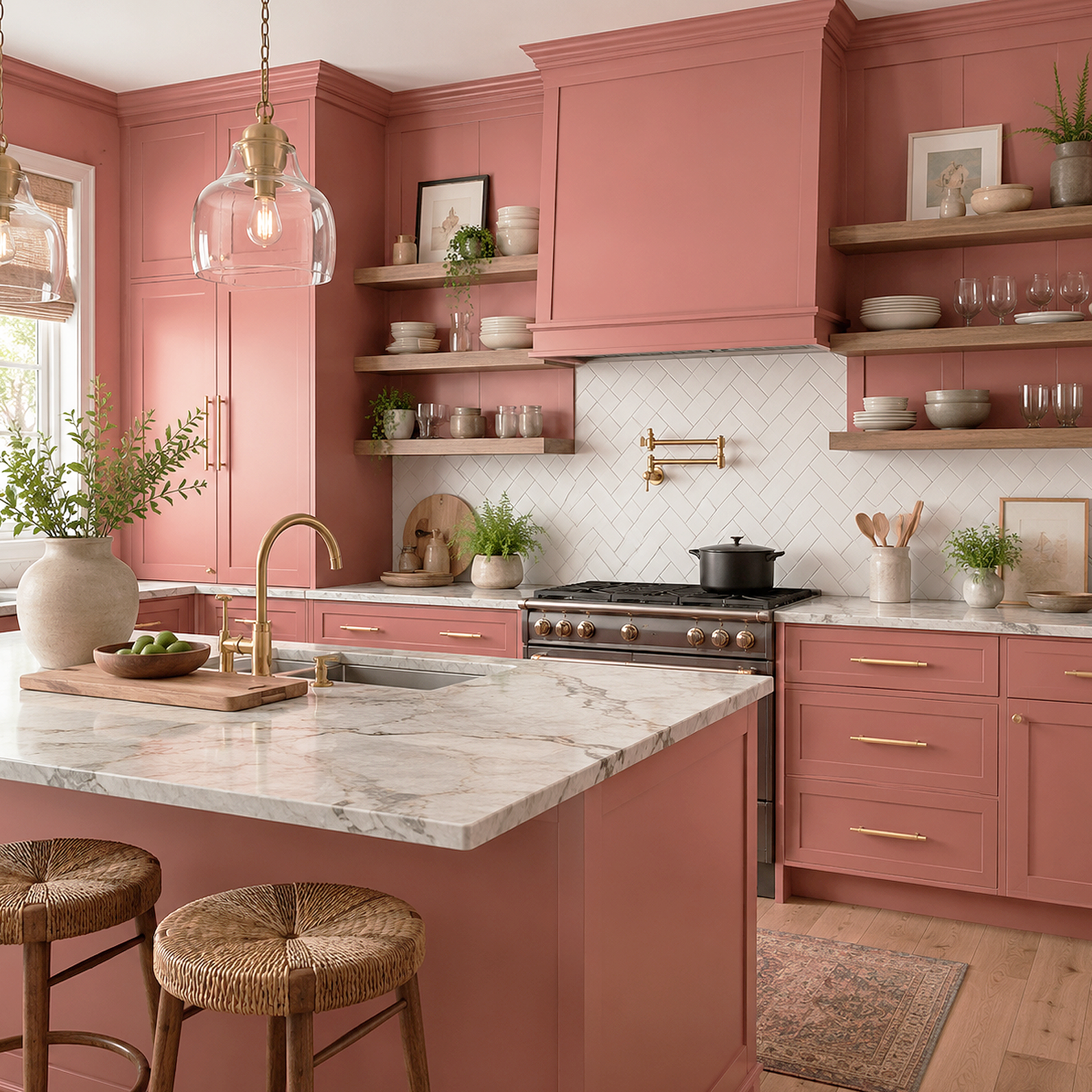persimmon painted kitchen