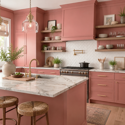 persimmon painted kitchen