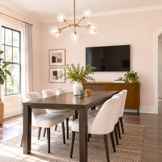 pink cloud painted dining room