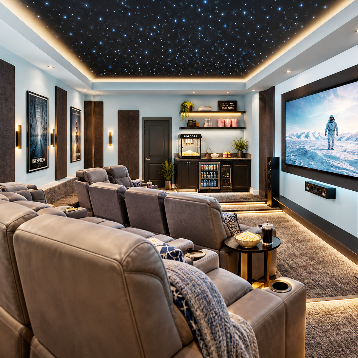 polar sky painted home theater