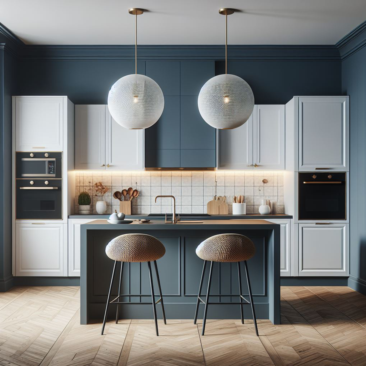 polo blue painted kitchen