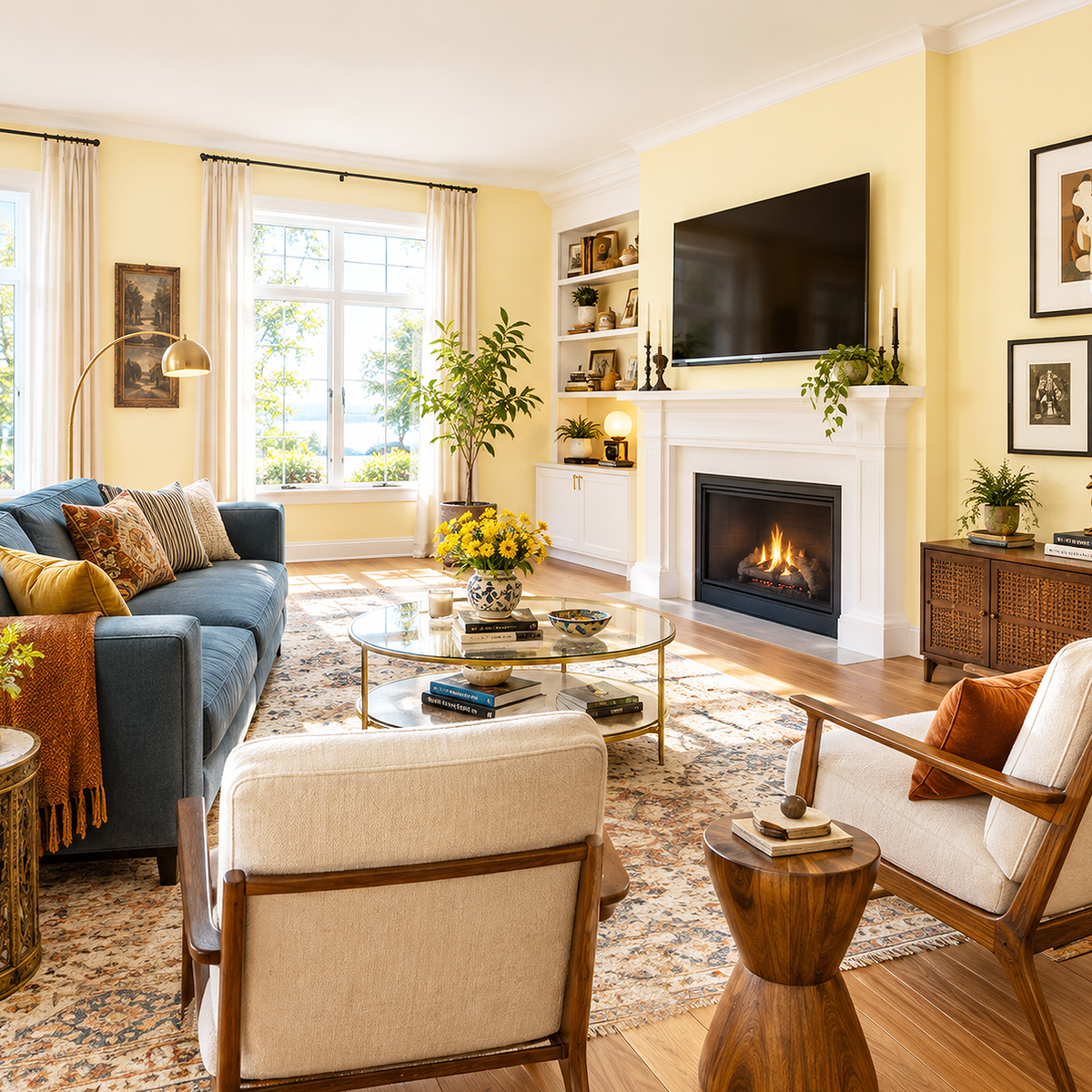 popcorn kernel painted living room