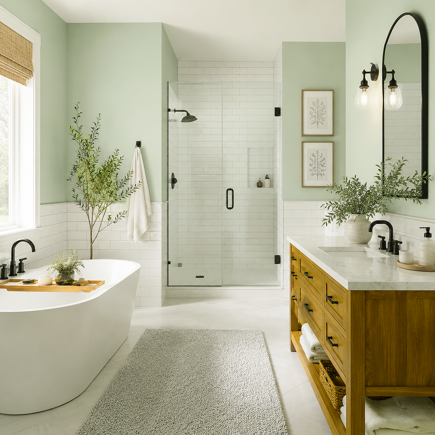 prescott green painted bathroom