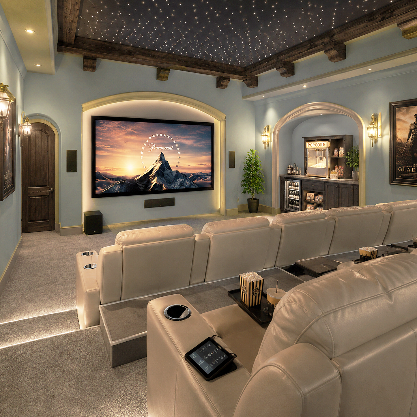 puritan gray painted home theater