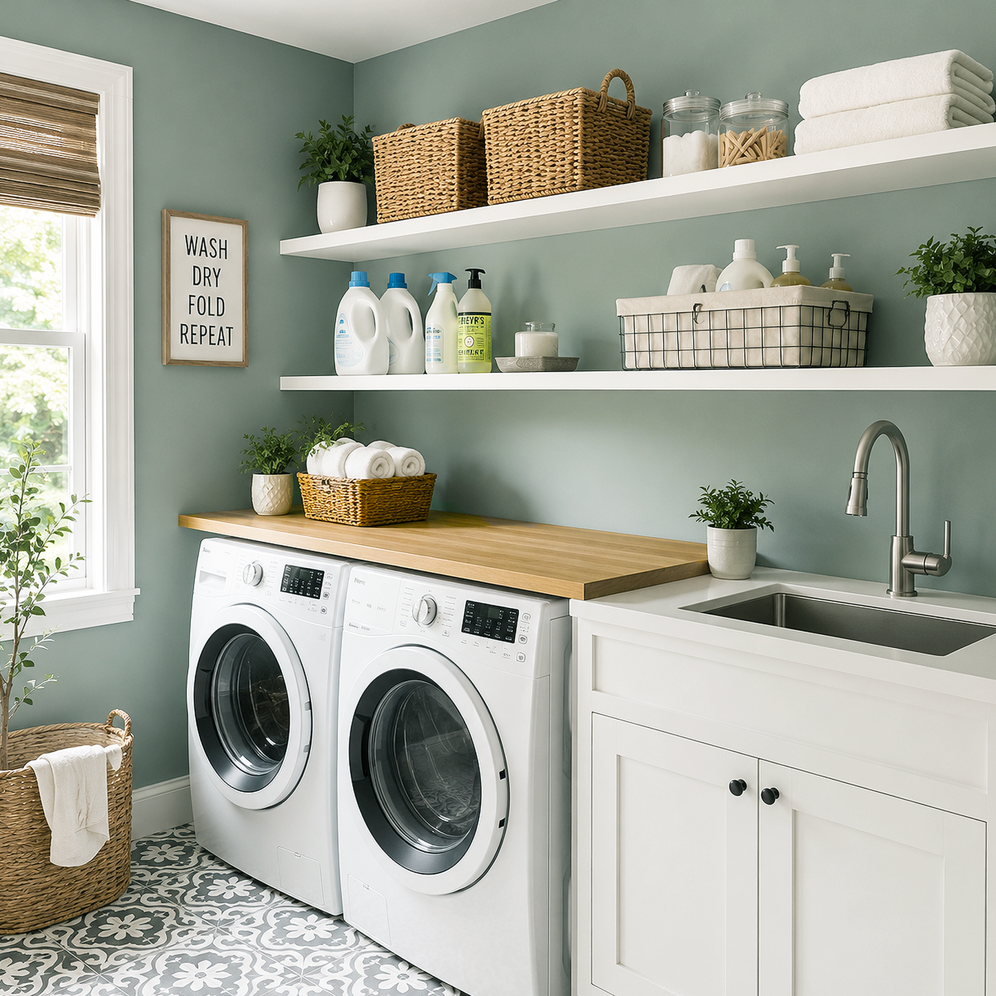 rushing river painted laundry room