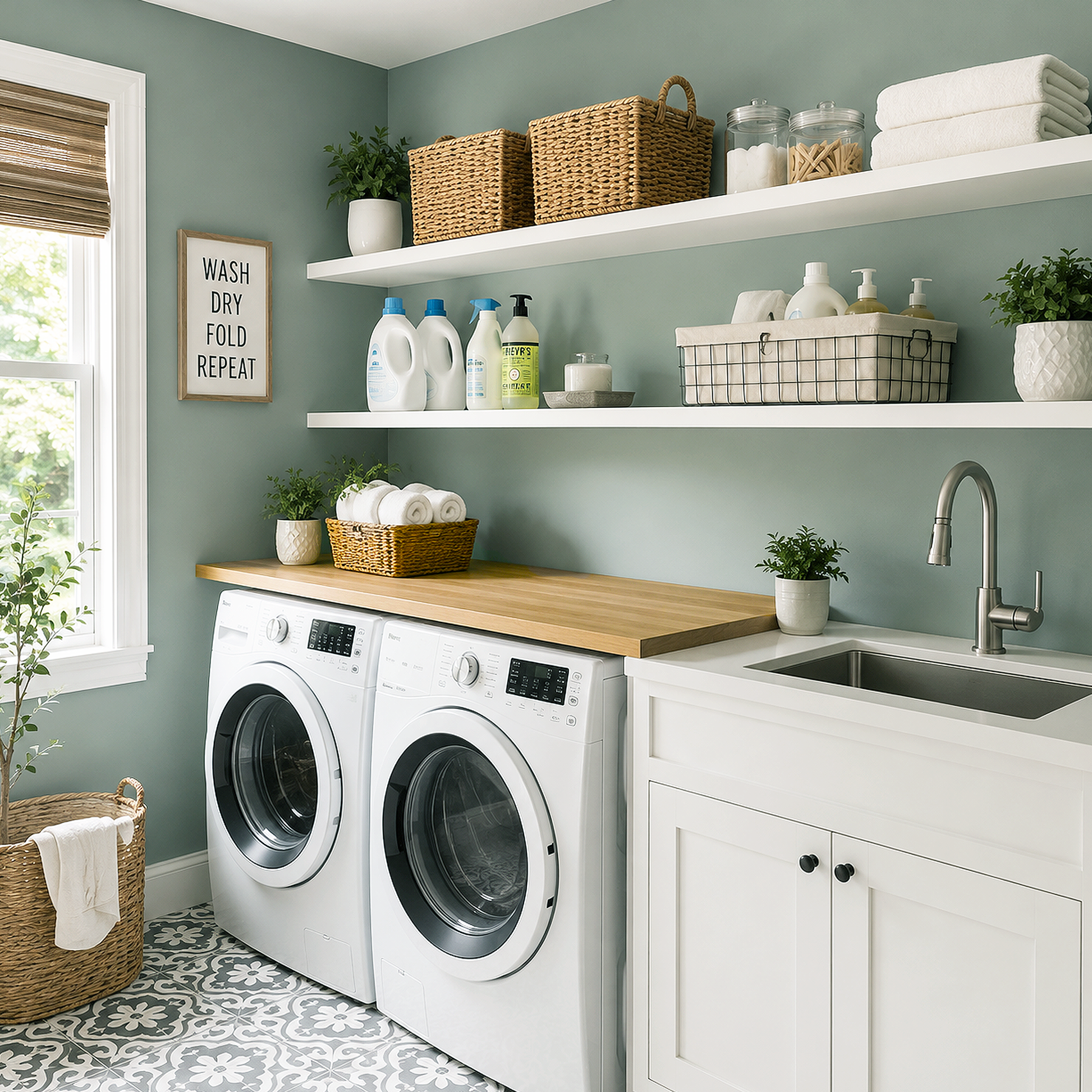 rushing river painted laundry room