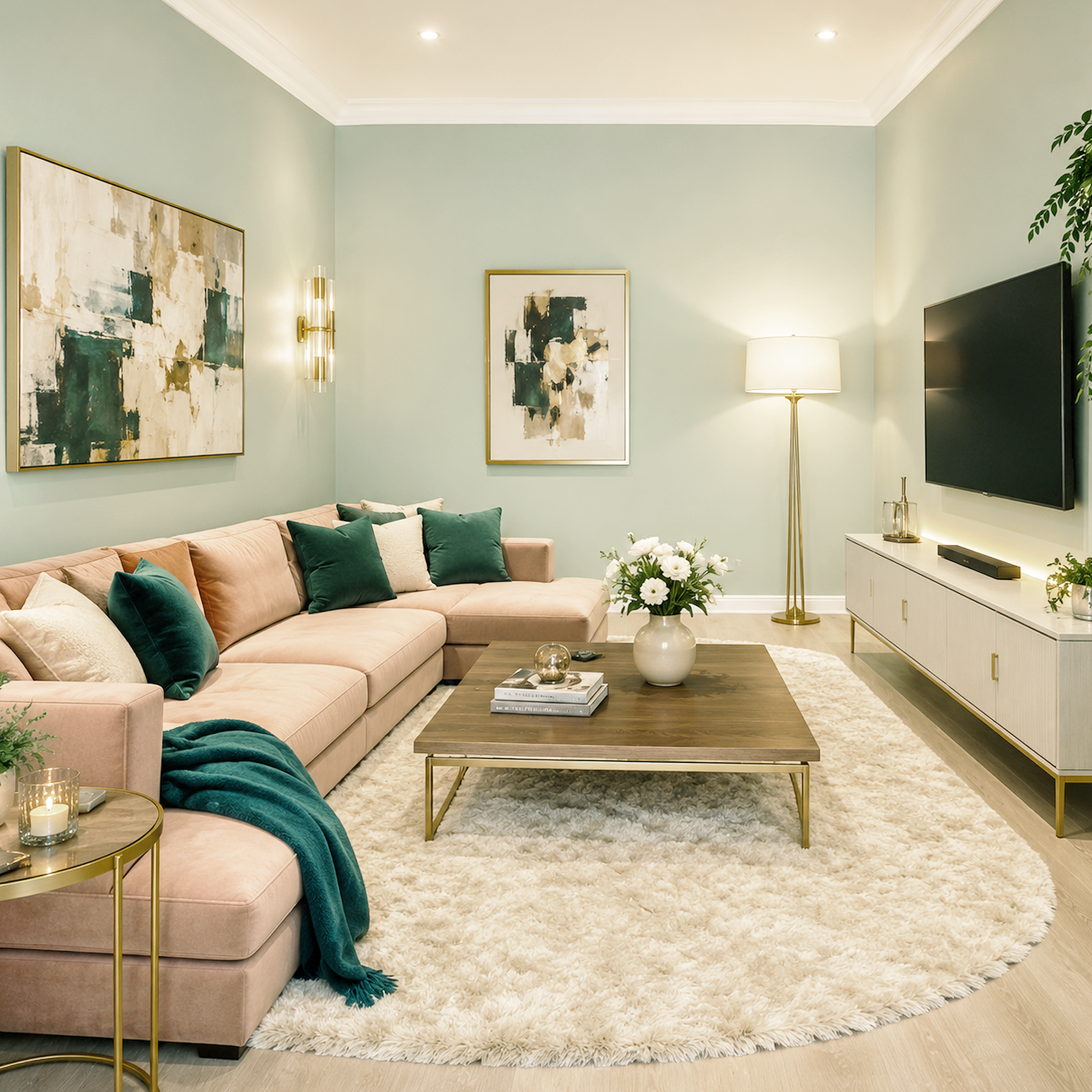 salisbury green painted living room