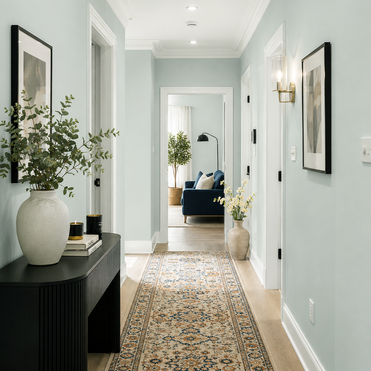 silver marlin painted hallway