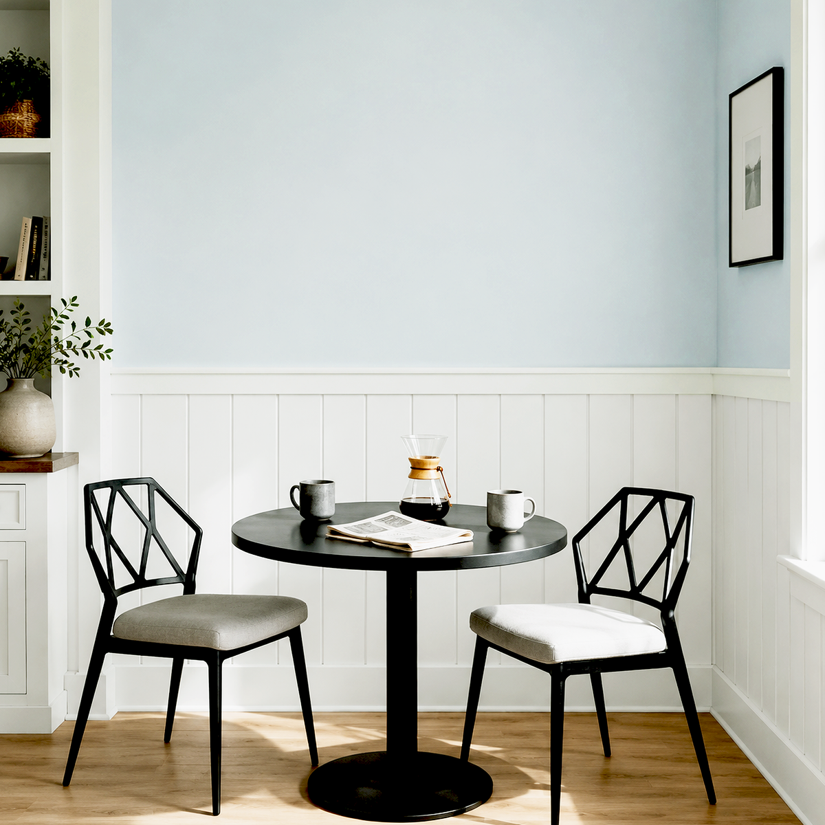 silver mist painted dining nook