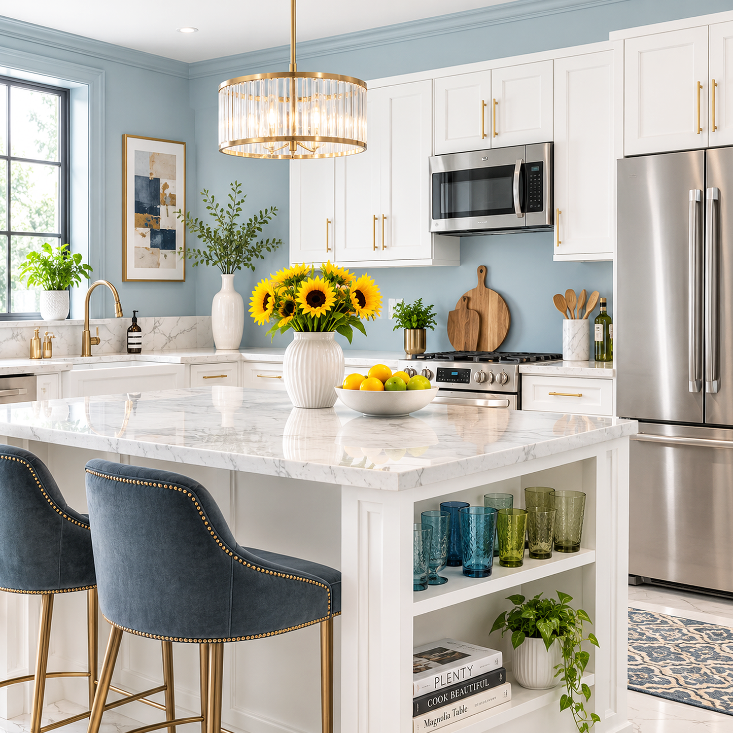 slate blue painted kitchen