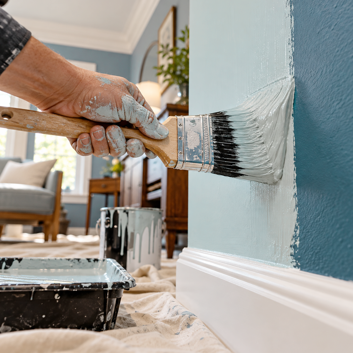 smoke blue paint brush