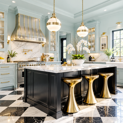 smoke blue painted kitchen