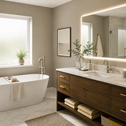 smoky ash painted bathroom