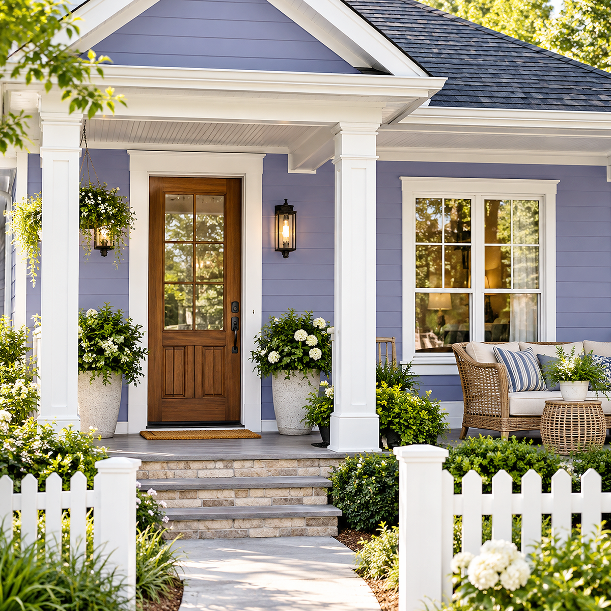 softened violet painted exterior