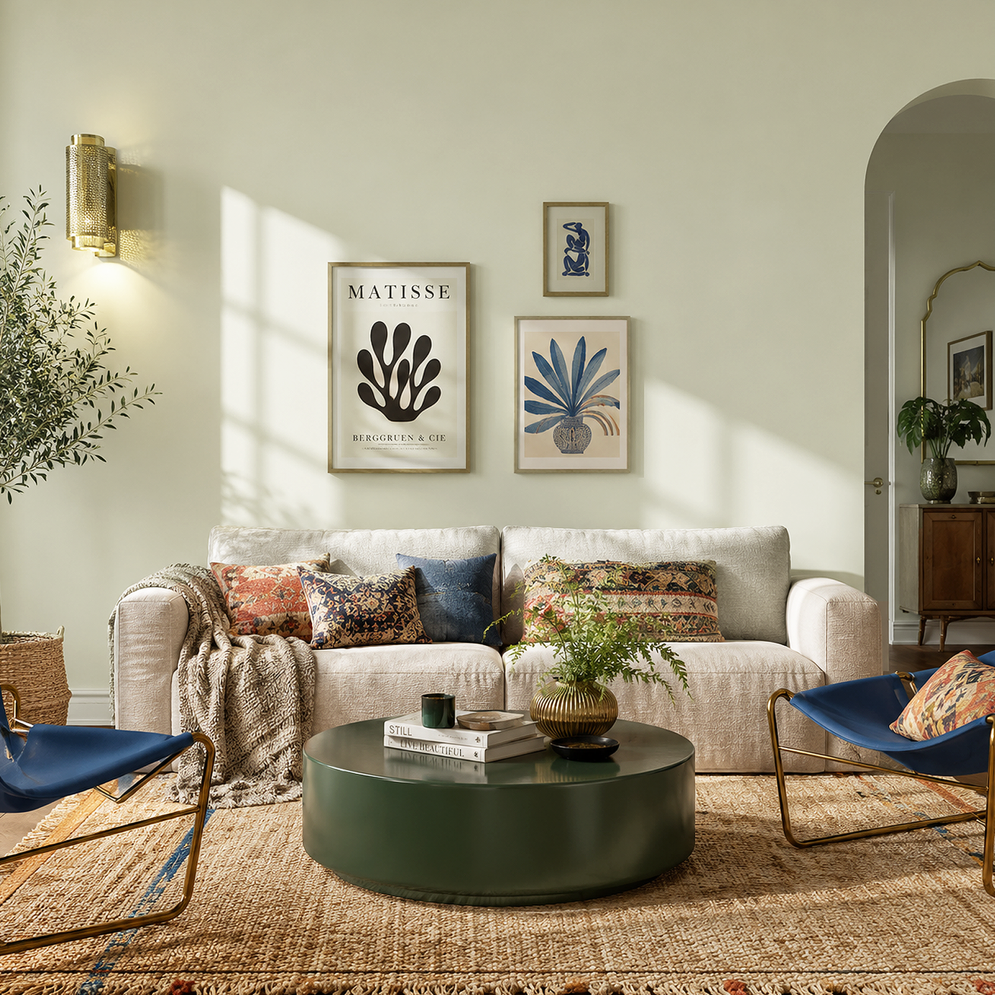 spanish olive painted living room