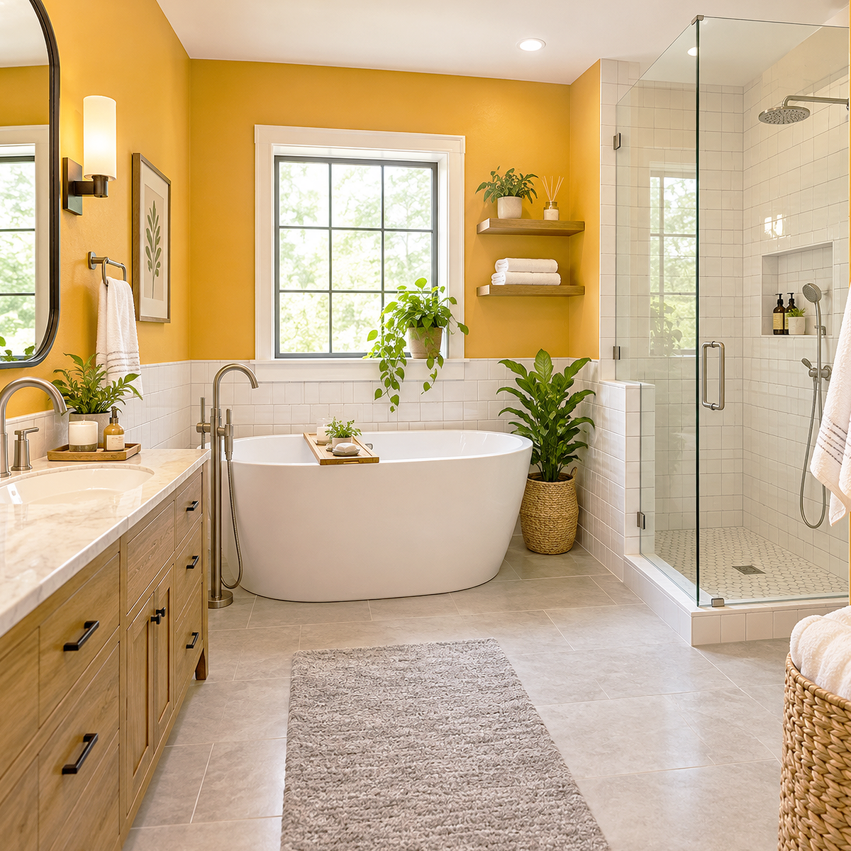 sunflower fields painted bathroom