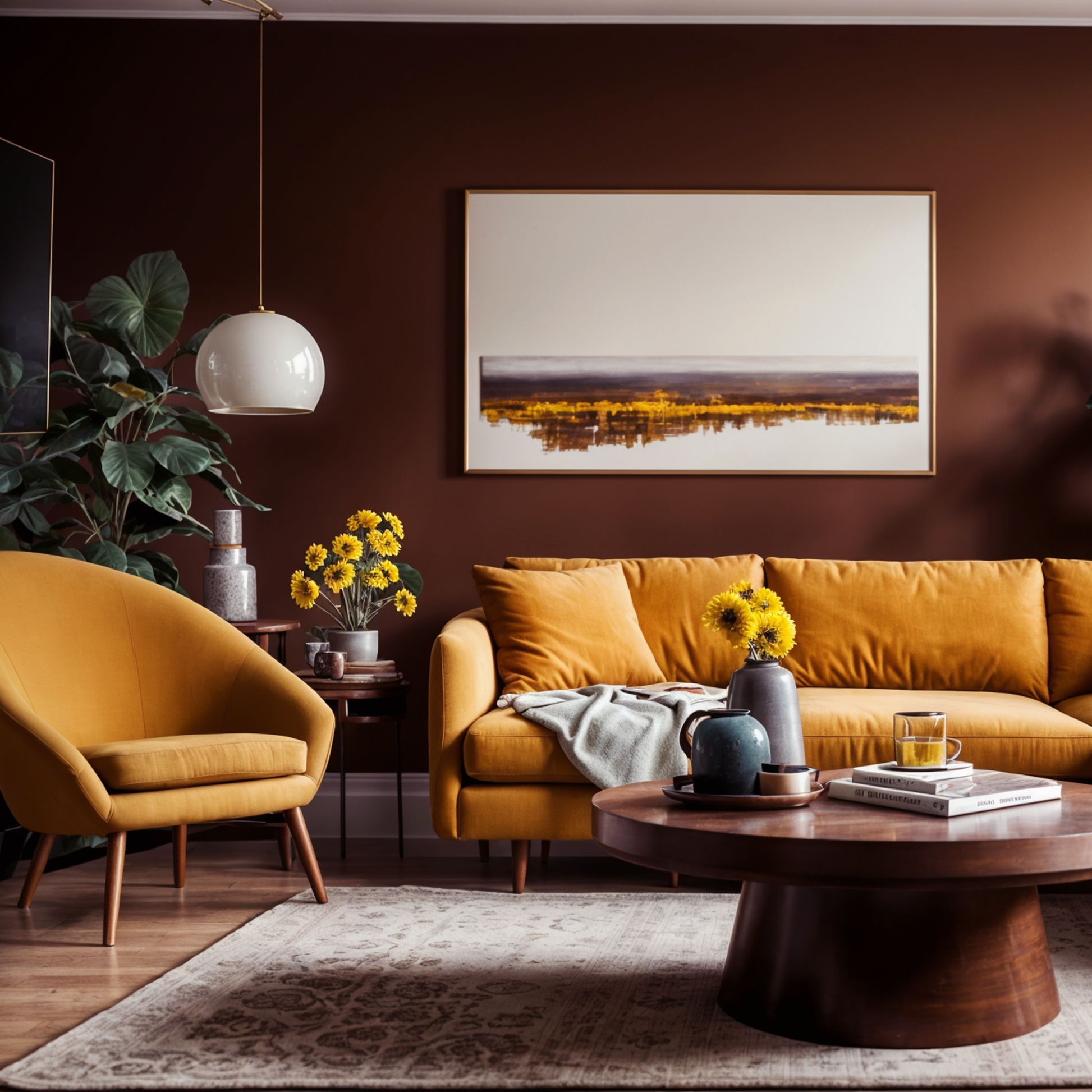 sweet rosy brown painted living room