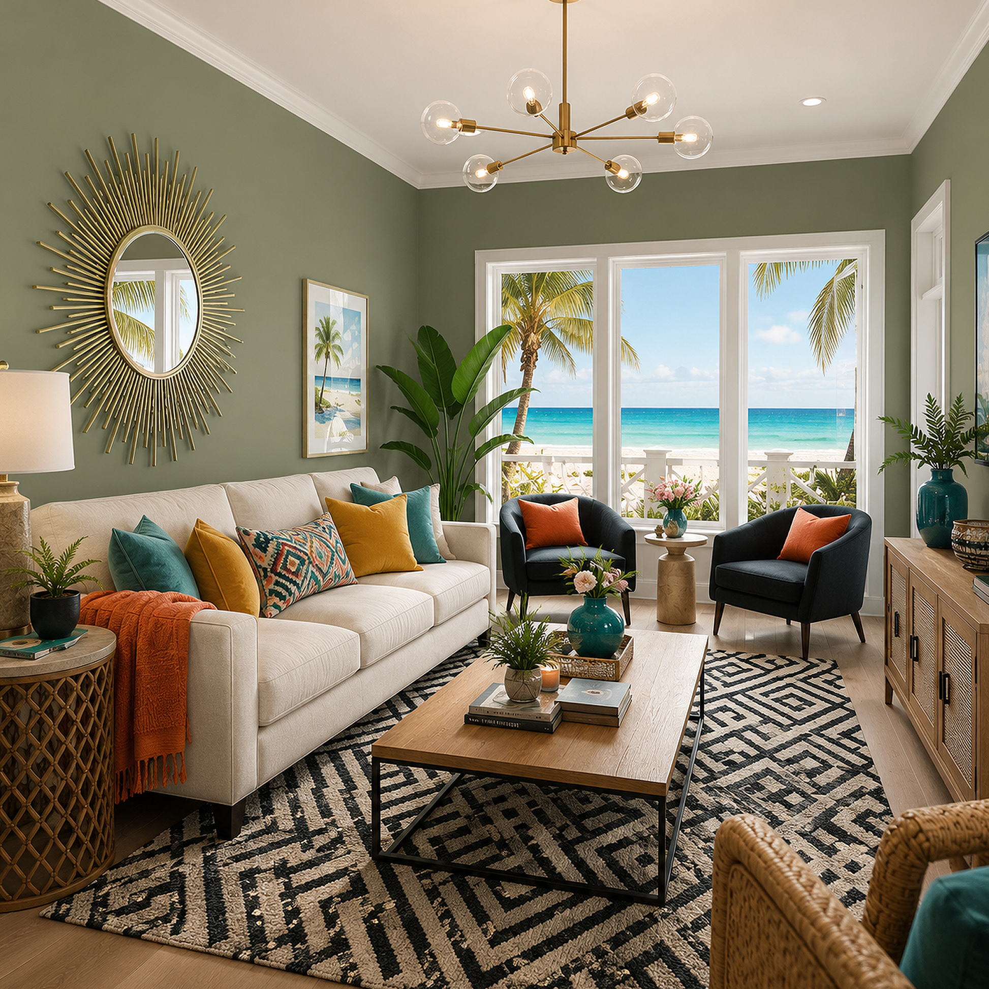 tate olive painted living room