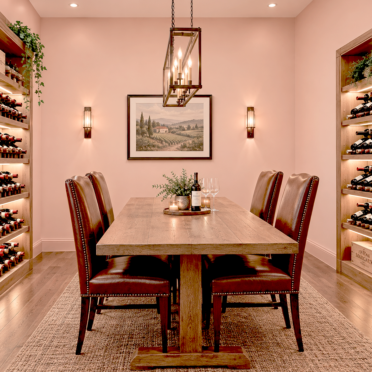teacup rose painted wine cellar