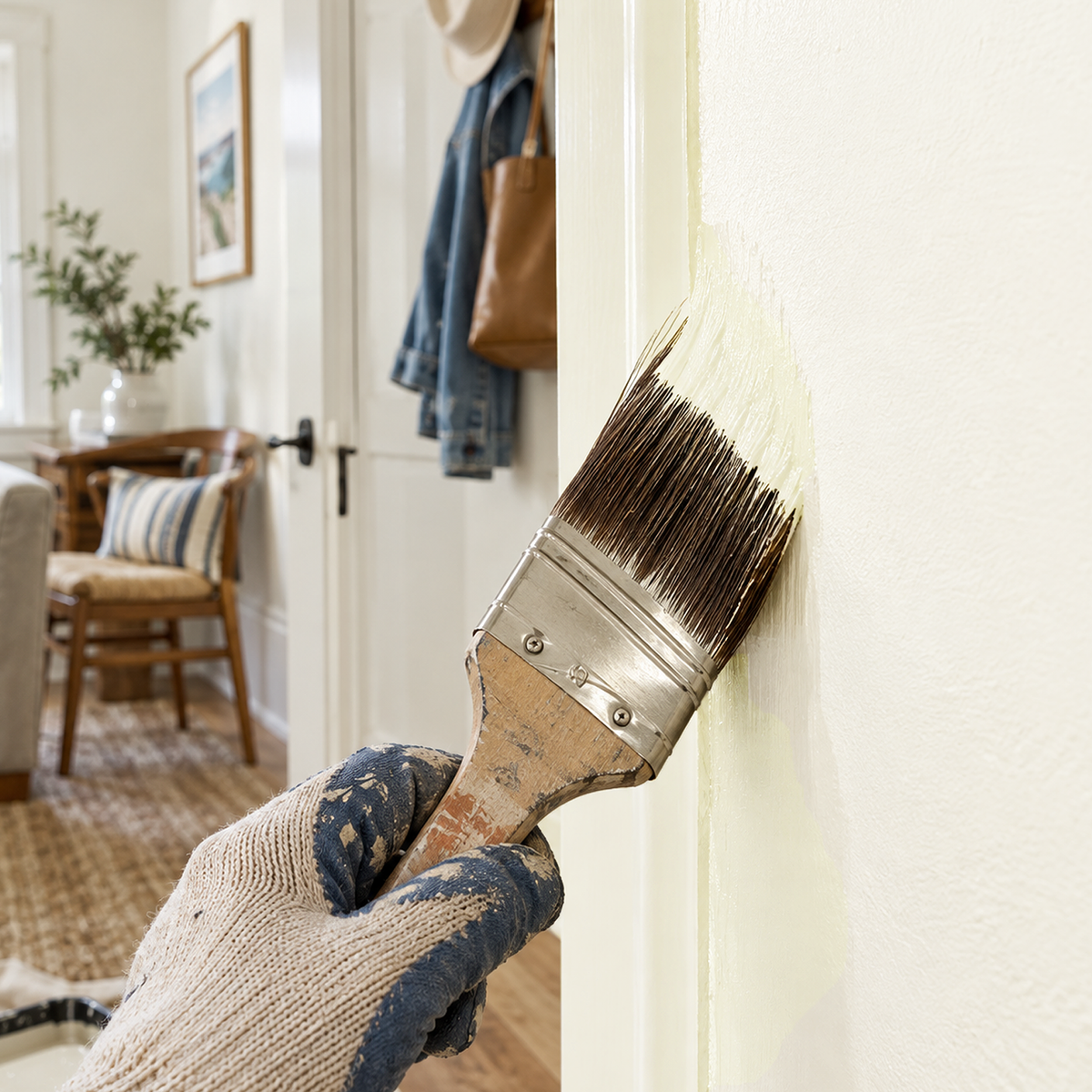 timid white paint brush