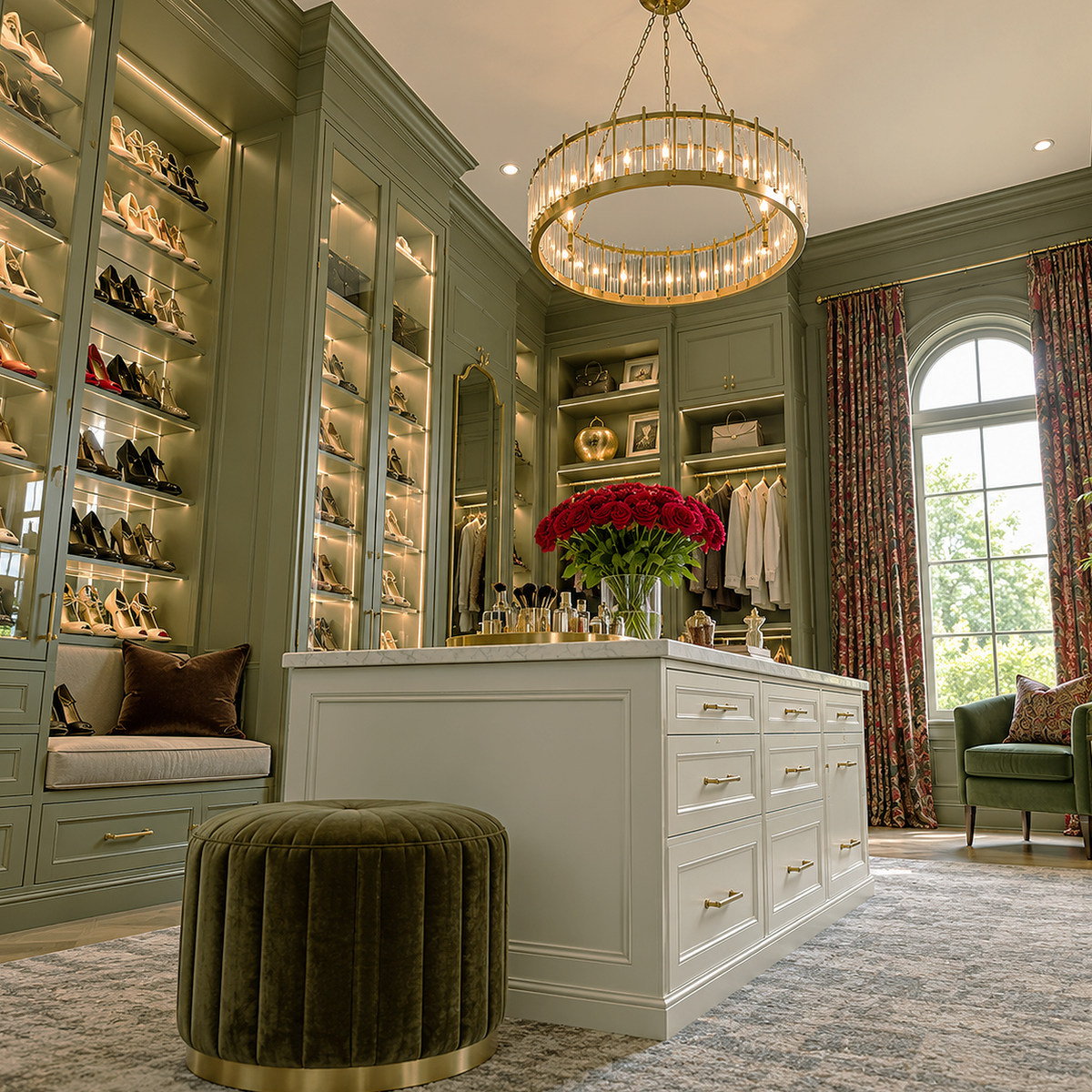 turtle green painted walk in closet
