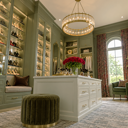 turtle green painted walk in closet