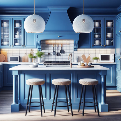 twilight blue painted kitchen