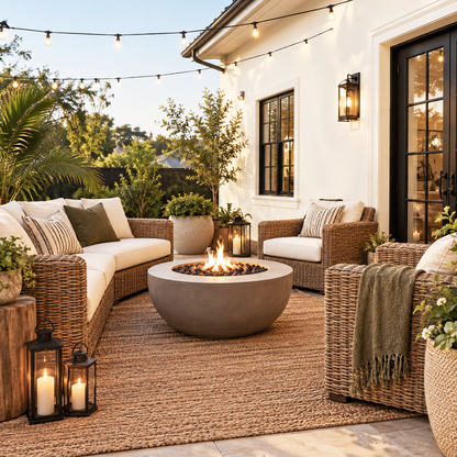 vintage taupe painted backyard