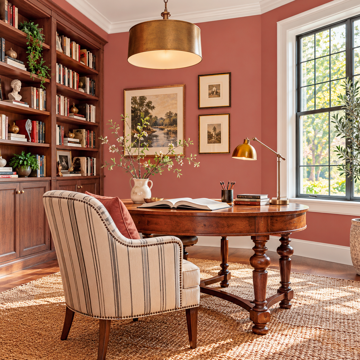warm sienna painted home office