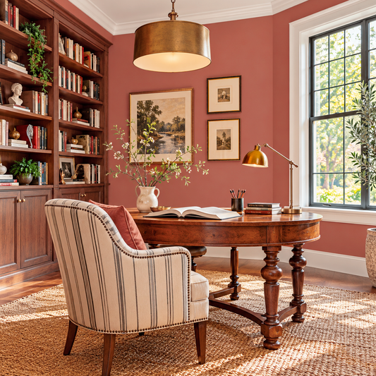 warm sienna painted home office
