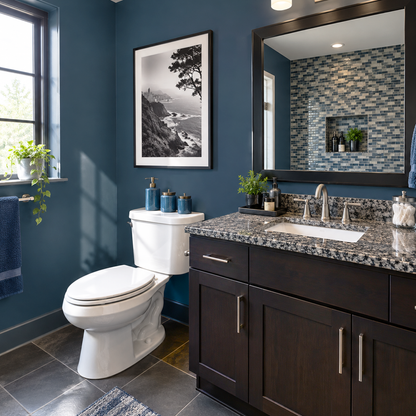 washington blue painted bathroom