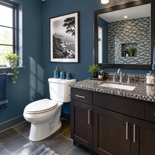 washington blue painted bathroom