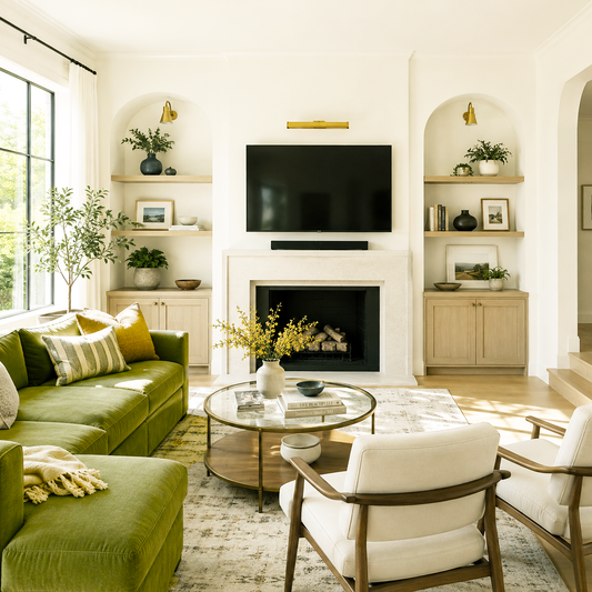 white blush painted living room