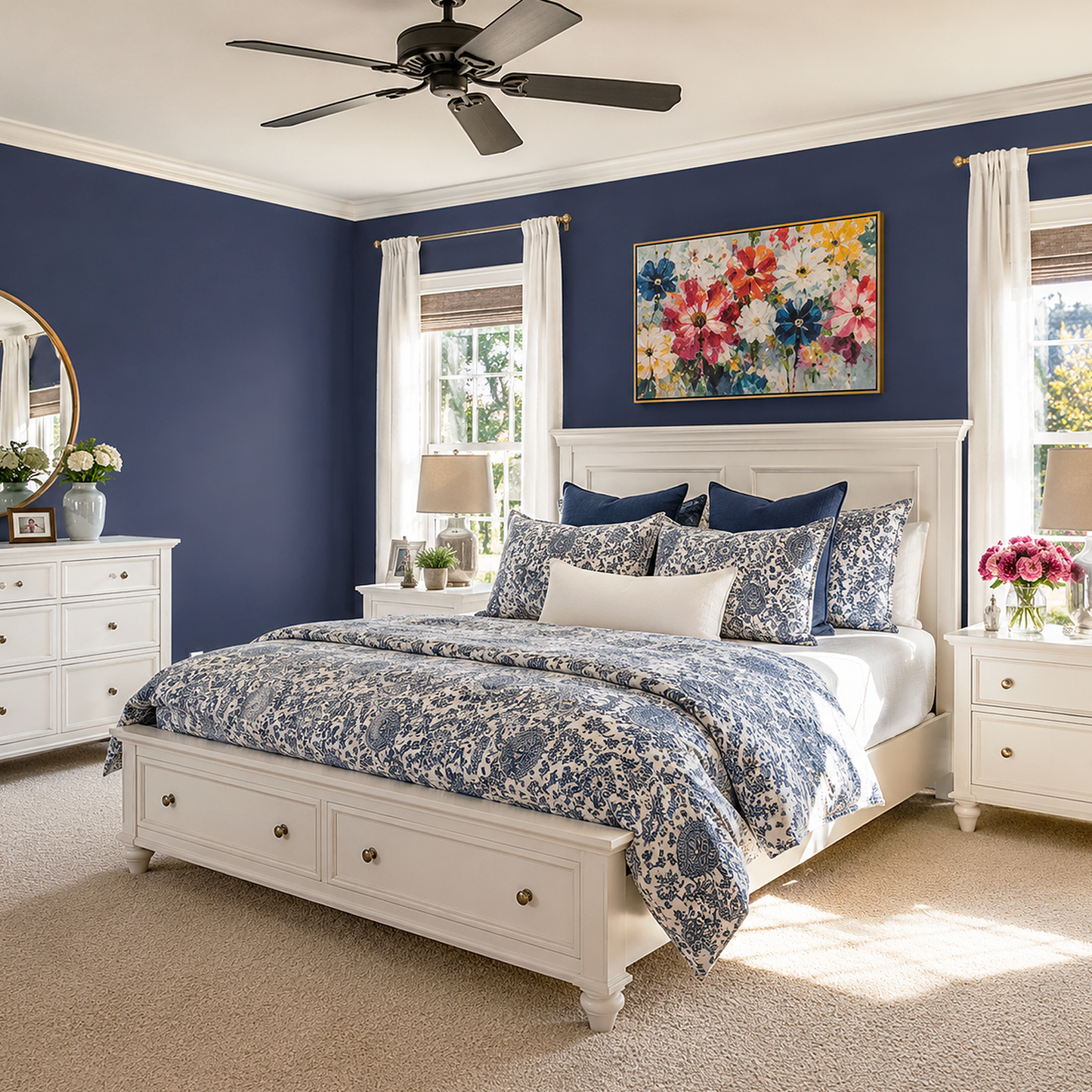 winding waterway painted bedroom
