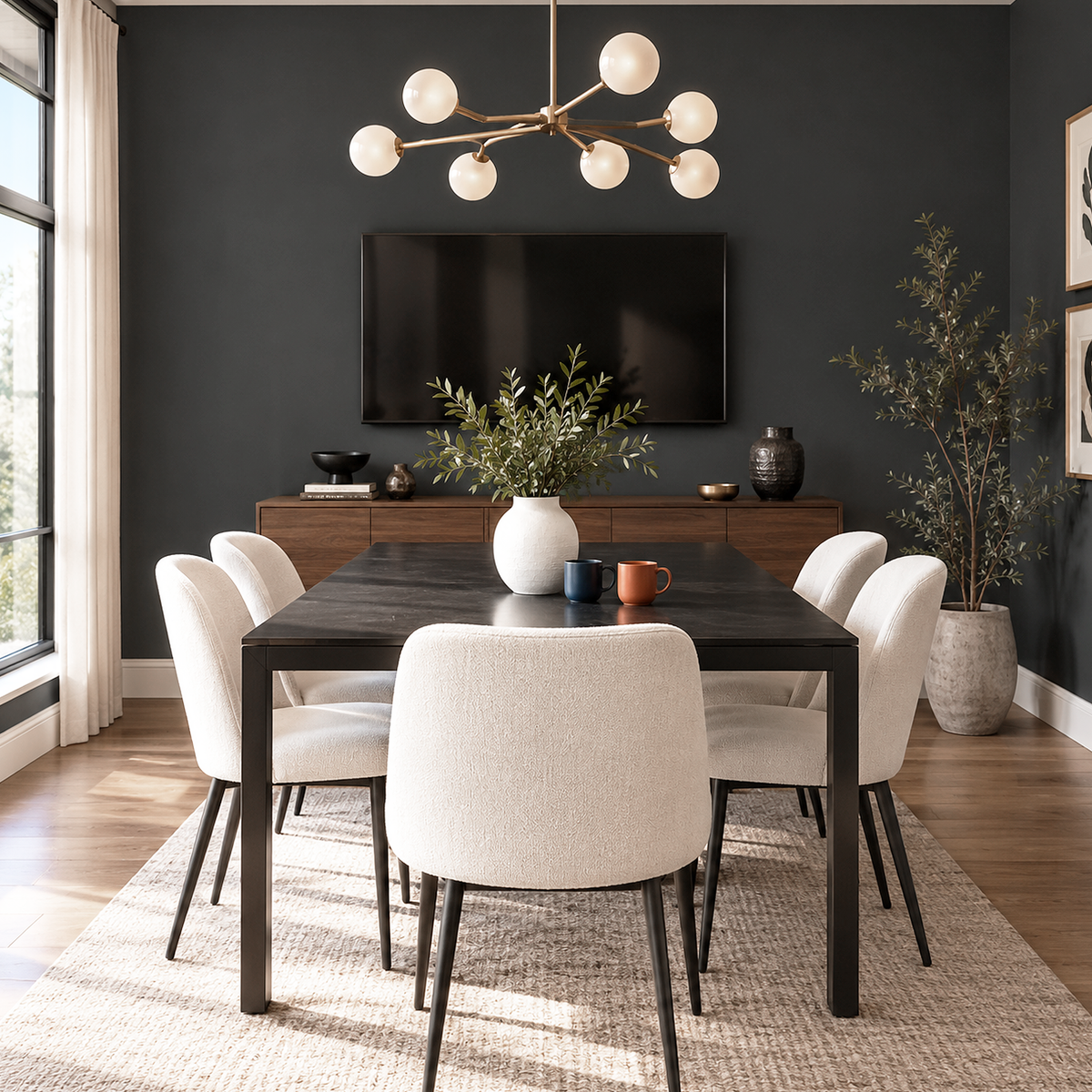 wire frame glasses painted dining room